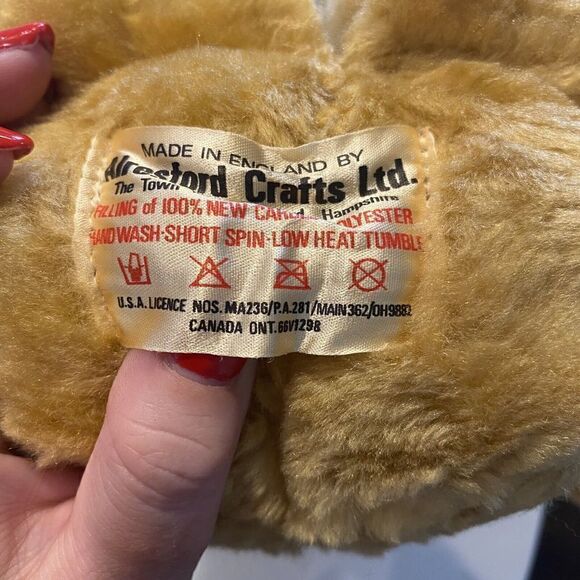 Alresford Crafts LTD Honey bear soft plush stuffed toy 19” red shirt overalls - Picture 12 of 13